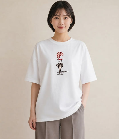 プリントTシャツ レディース パン ベーカリー レトロ イラスト ガーリー 海 カフェ巡り 白T