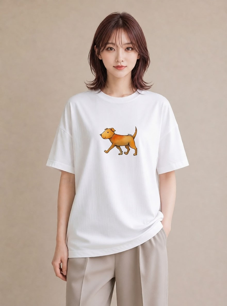 デザインTシャツ レディース 子犬 犬 いぬ イラスト 休日コーデ デイリーウェア 休日 白T