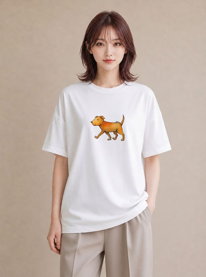 デザインTシャツ レディース 子犬 犬 いぬ イラスト 休日コーデ デイリーウェア 休日 白T