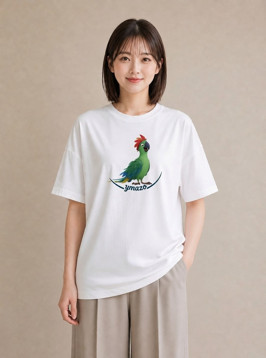 Tシャツ レディース ボタンインコ ペット 動物 イラスト モード 友達ギフト 部屋着 白T