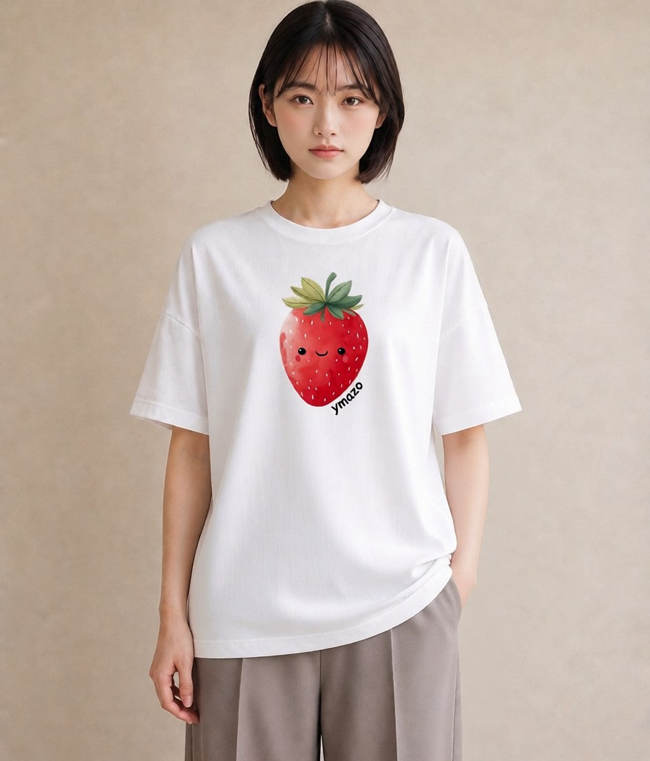 グラフィックTシャツ レディース ショートケーキ 食べ物 フード イラスト きれいめ 母の日 ビーチ 白T