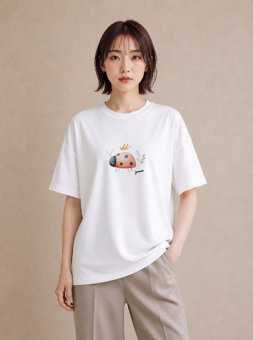 デザインTシャツ レディース てんとう虫 昆虫 虫 イラスト 休日コーデ 姉妹 送別ギフト 白T