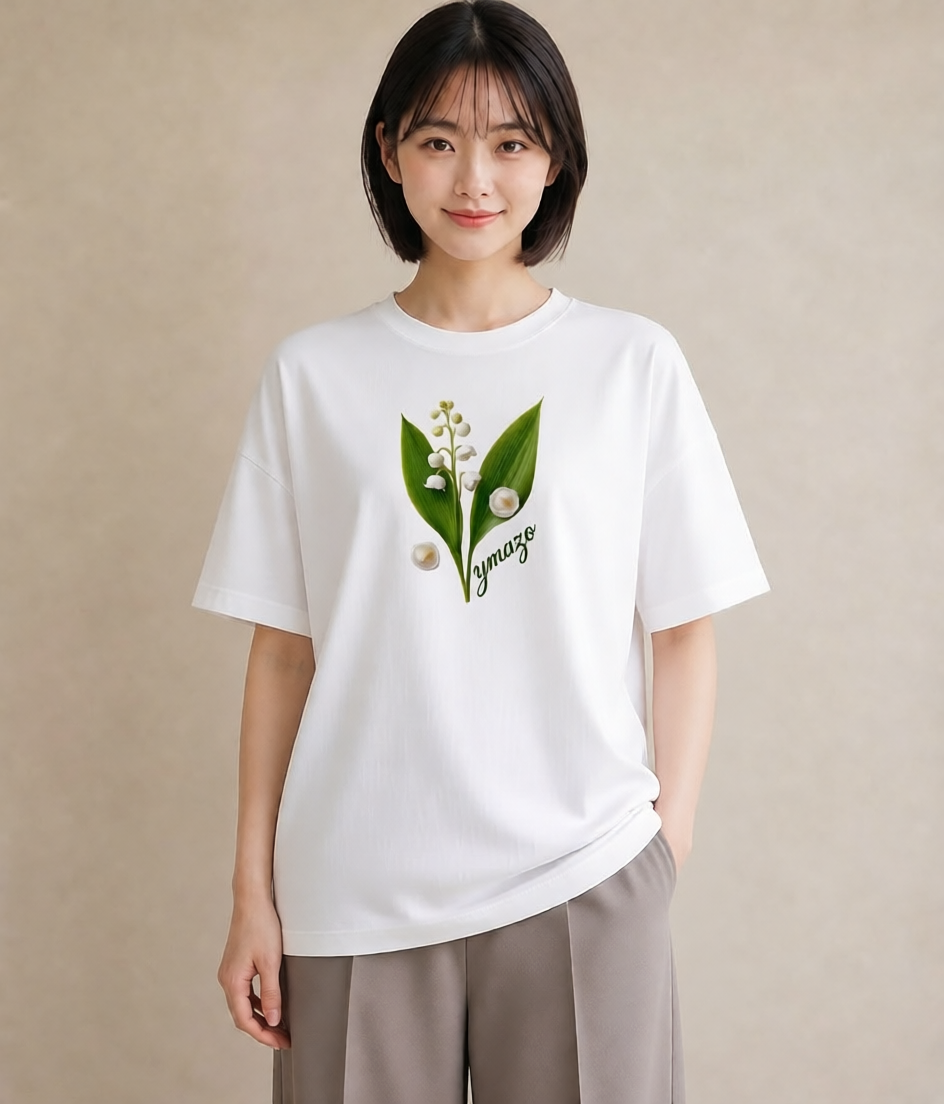 半袖Tシャツ レディース すずらん 花 花柄 イラスト お洒落 旅行用 海 白T