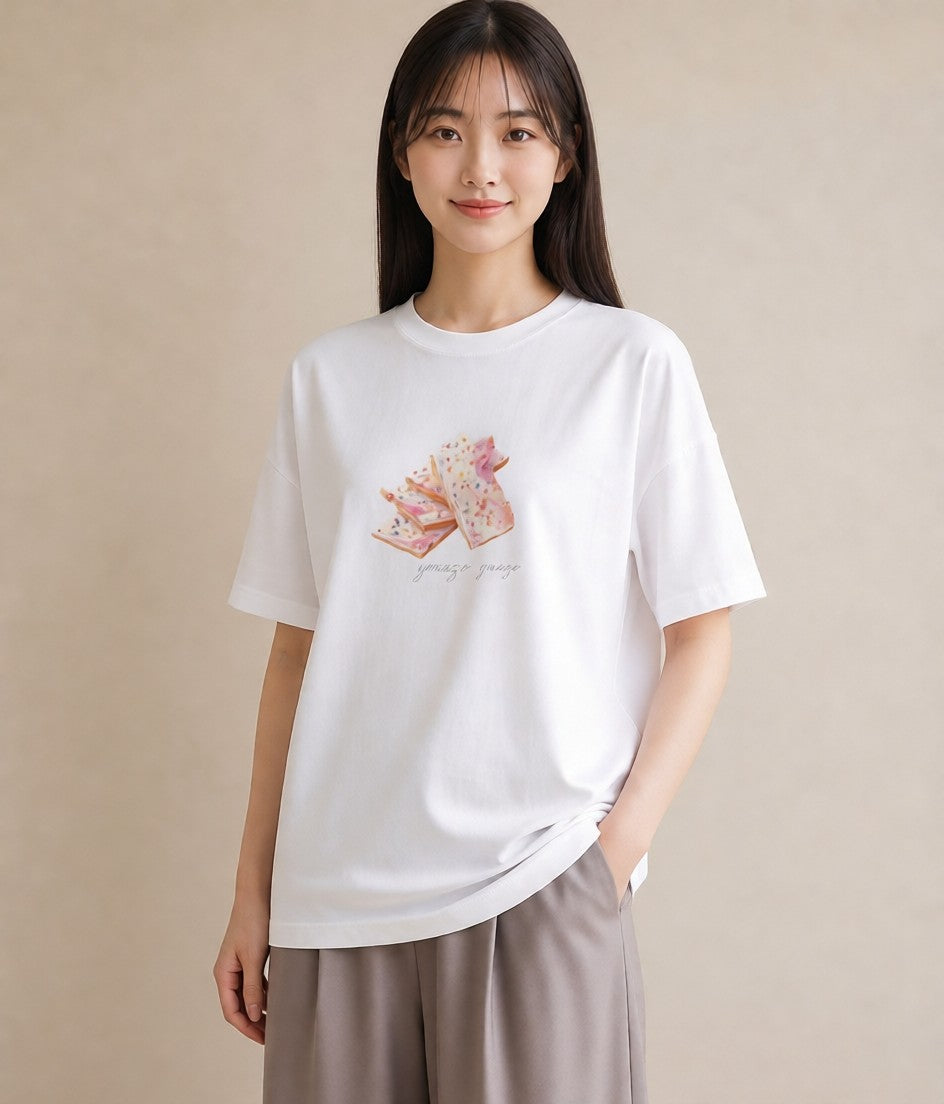 半袖Tシャツ レディース だんご 食べ物 フード イラスト ミニマル 部屋着 女性向けギフト 白T