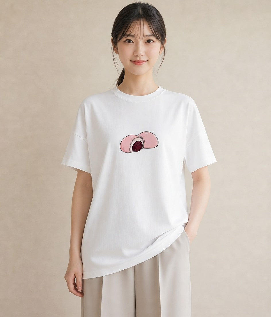 プリントTシャツ レディース どら焼き 食べ物 フード イラスト ガーリー 夏コーデ 通学 白T