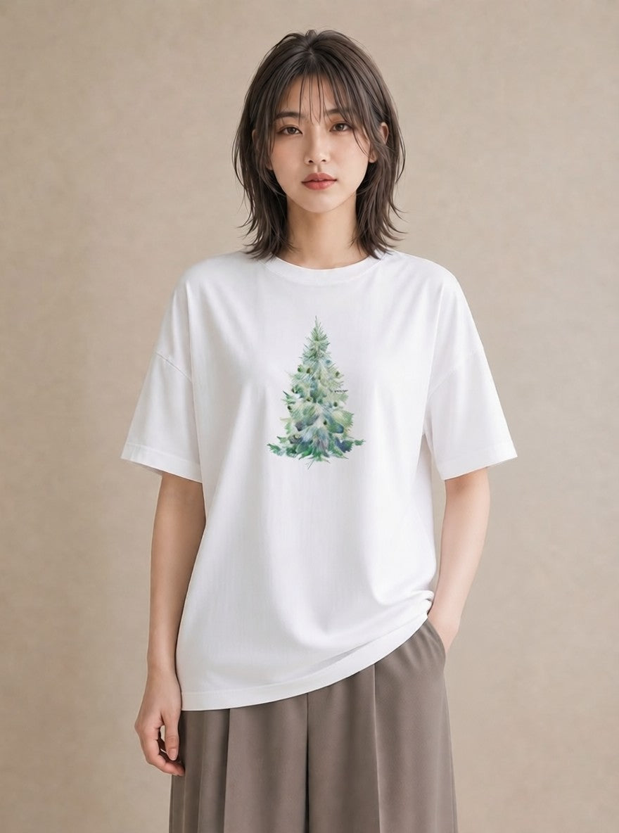 Tシャツ レディース 木 植物 ボタニカル イラスト 普段使い 海 カフェ巡り 白T