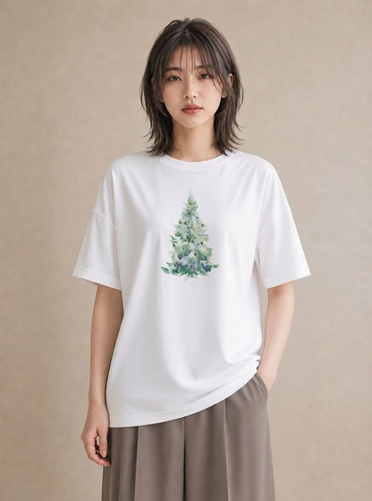 Tシャツ レディース 木 植物 ボタニカル イラスト 普段使い 海 カフェ巡り 白T