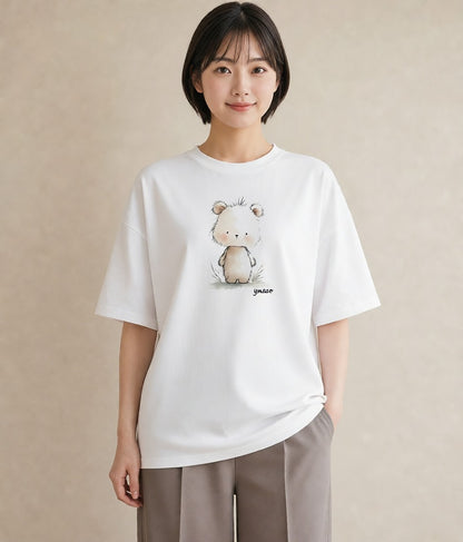デザインTシャツ レディース キンクマハムスター ペット 動物 イラスト モード カフェ巡り 女子会 白T