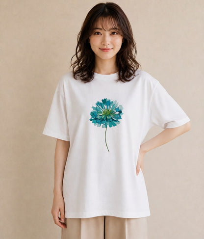 グラフィックTシャツ レディース クローバー 四つ葉 花 花柄 イラスト 綿100 デート 白T