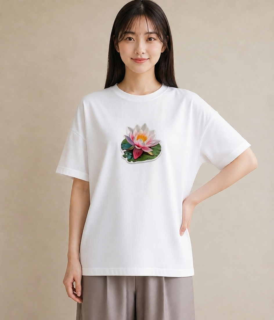 半袖Tシャツ レディース 彼岸花 花 花柄 イラスト ミニマル 在宅 公園 白T