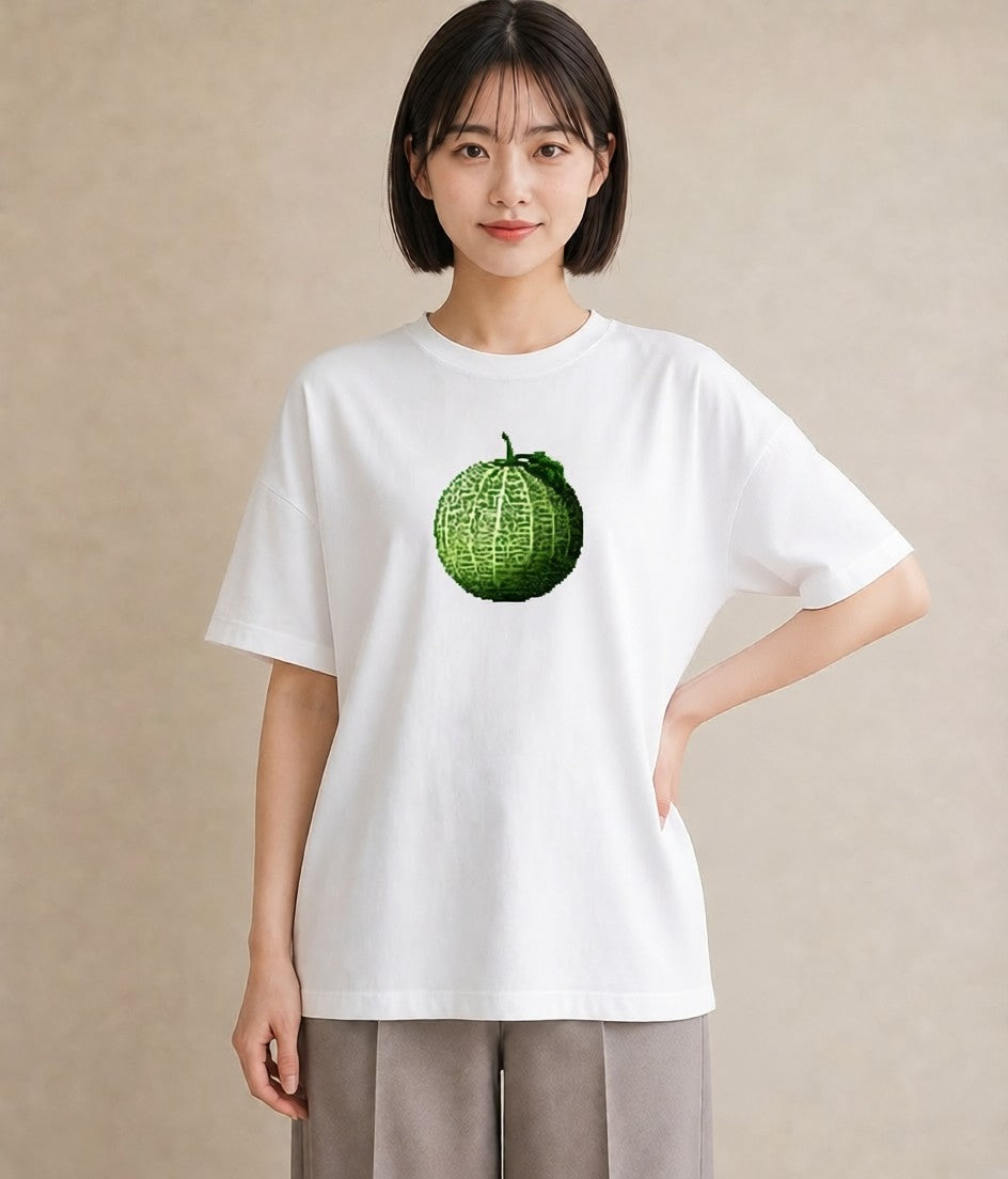 プリントTシャツ レディース メロン 食べ物 フード イラスト カフェコーデ 春服 ミセス 白T