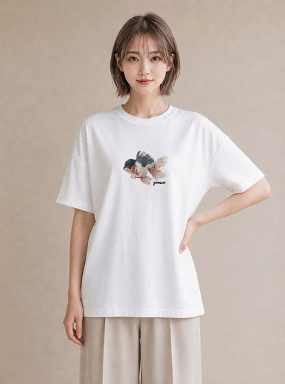 デザインTシャツ レディース らんちゅう ペット 動物 イラスト ガーリー ホワイトデー 春服 白T