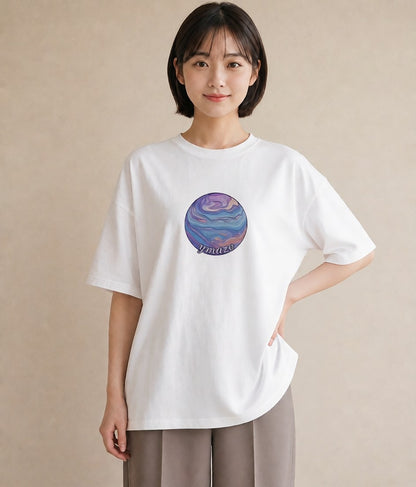 Tシャツ レディース プラネット 星空 宇宙 イラスト 北欧風 20代 カジュアルコーデ 白T