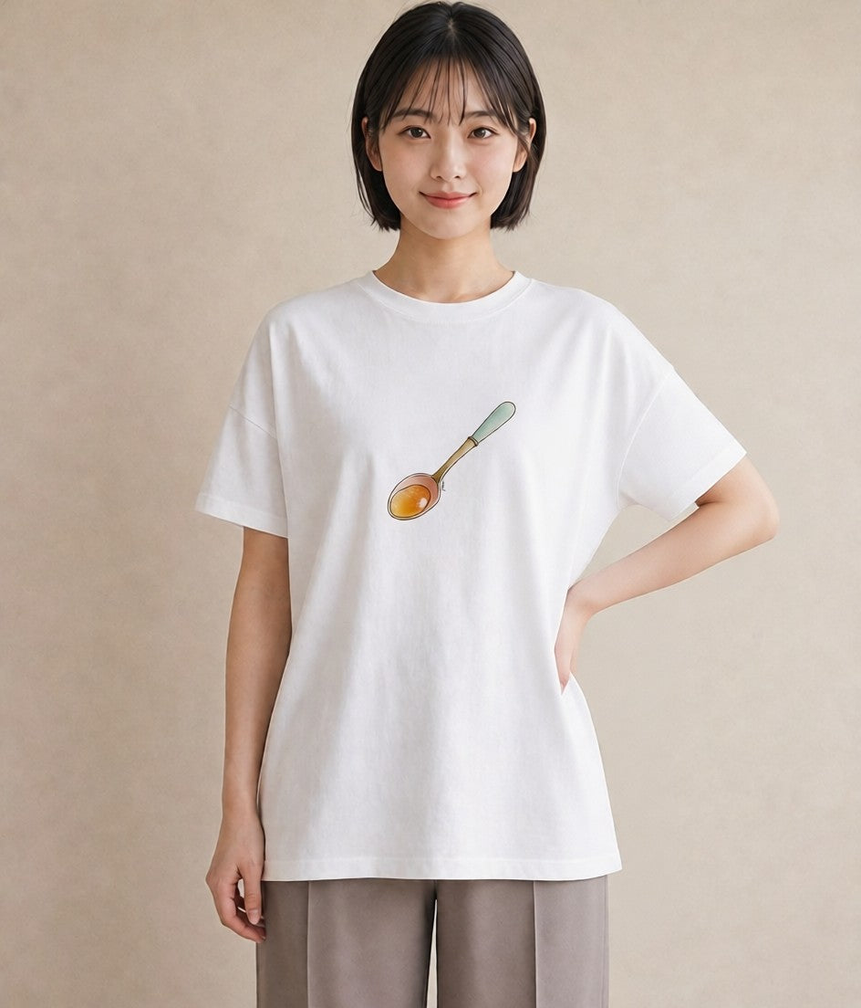デザインTシャツ レディース 抹茶 食べ物 フード イラスト シック 海 カフェ巡り 白T
