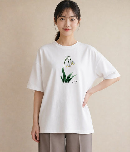 グラフィックTシャツ レディース すずらん 花 花柄 イラスト ポップ 旅行 母娘コーデ 白T