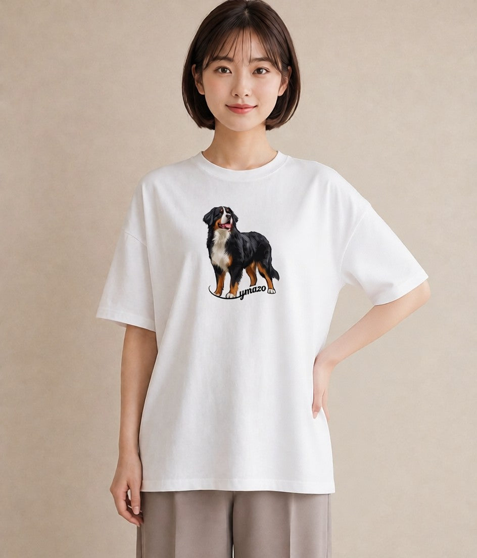プリントTシャツ レディース バーニーズマウンテンドッグ 犬 いぬ イラスト こなれ感 お揃い 親子 白T