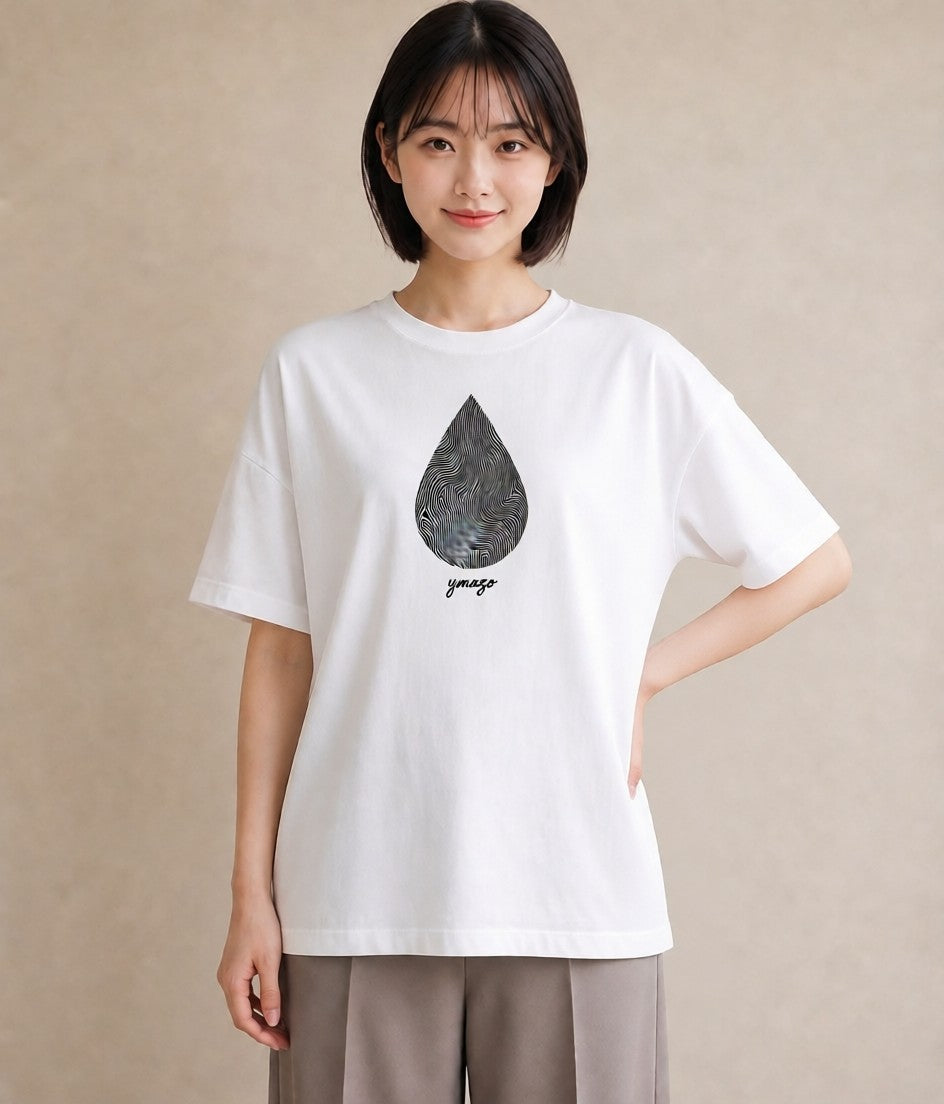 プリントTシャツ レディース 手鏡 アンティーク レトロ ナチュラル イラスト ママ カフェ服 白T