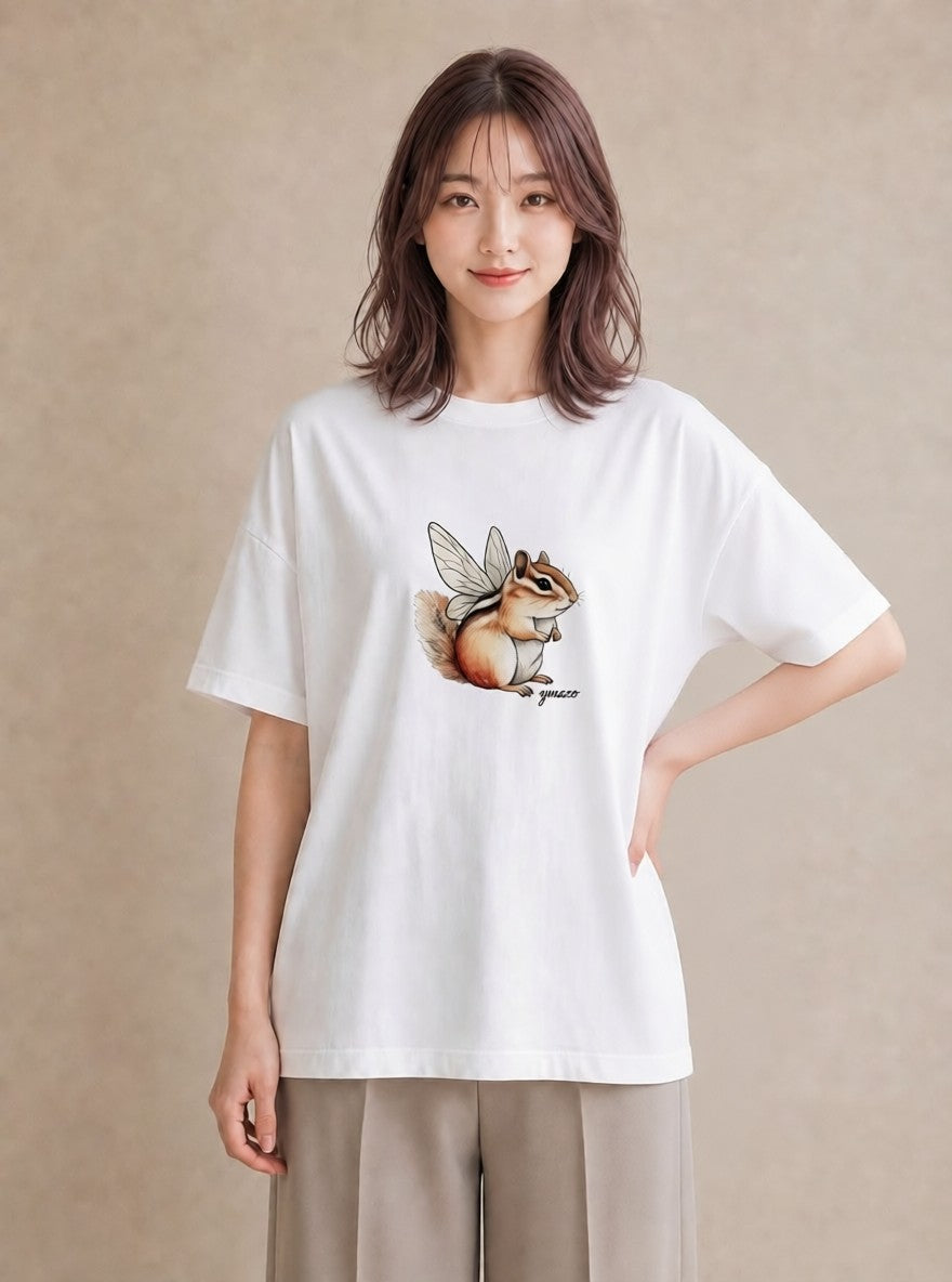 グラフィックTシャツ レディース デグー ペット 動物 イラスト ヴィンテージ風 誕生日プレゼント 綿100 白T