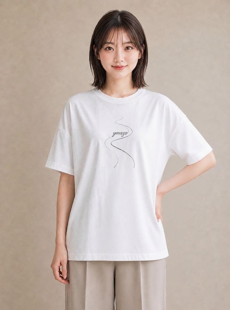 グラフィックTシャツ レディース 雨上がりの小道 雨上がり 小道 ナチュラル アンティーク イラスト 線画 旅行 母娘コーデ 白T
