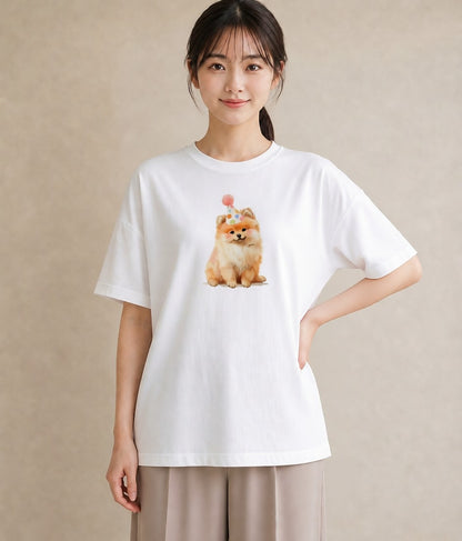 グラフィックTシャツ レディース ポメラニアン ポメ 犬 いぬ イラスト ボタニカル 姉妹 送別ギフト 白T
