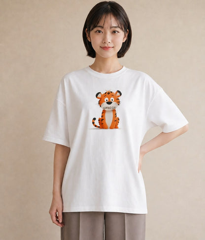 Tシャツ レディース とら 動物 アニマル イラスト 水彩風 通勤 在宅 白T