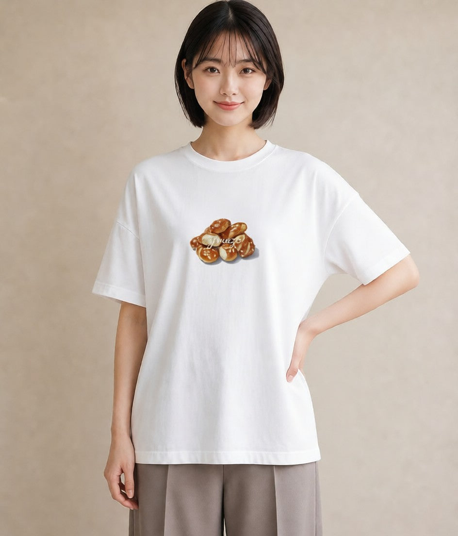 Tシャツ レディース どら焼き 食べ物 フード イラスト お洒落 休日 ペアコーデ 白T