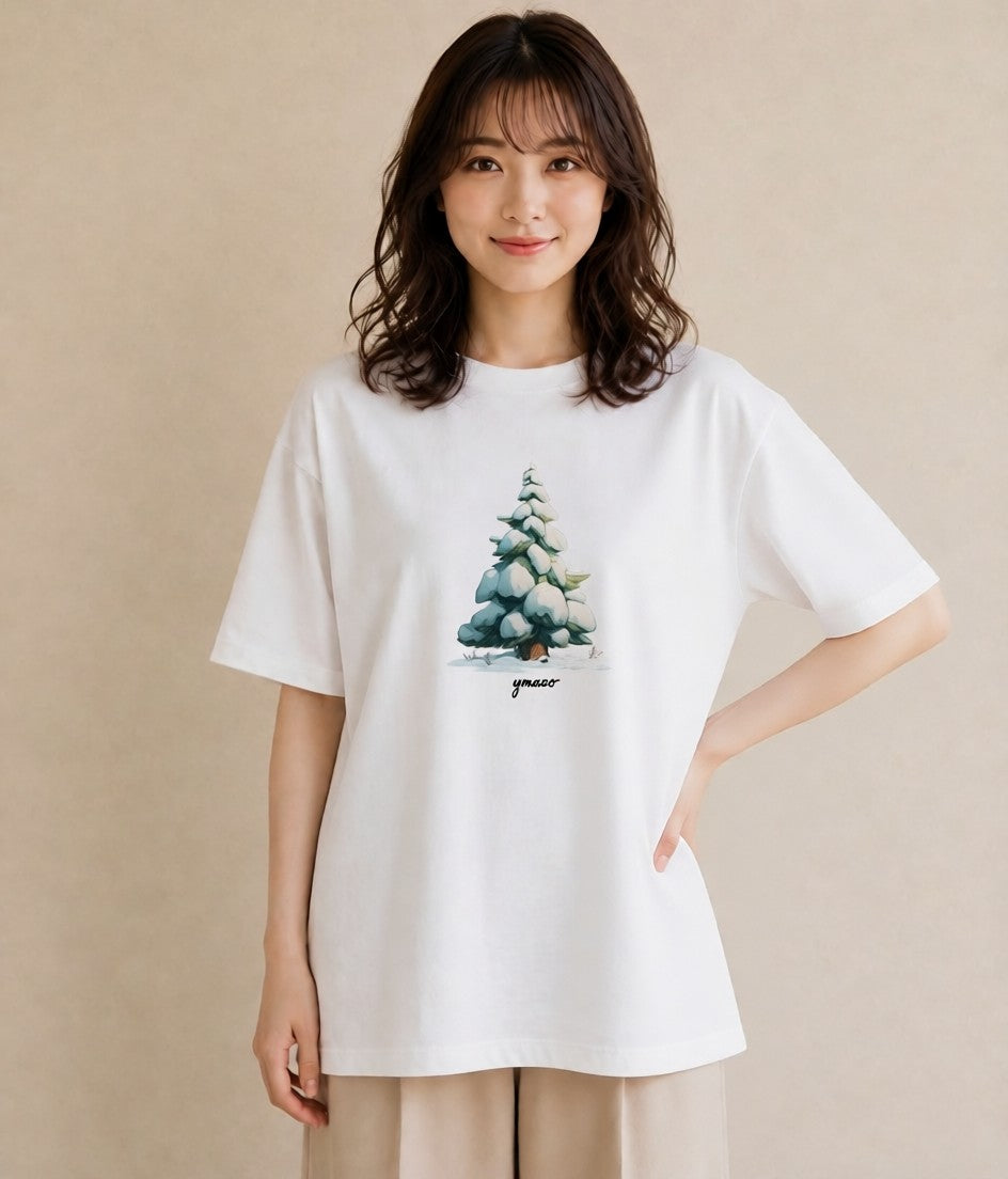 Tシャツ レディース 雪 星空 宇宙 イラスト お洒落 レイヤード 友達ギフト 白T