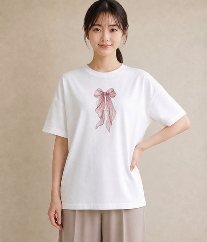 グラフィックTシャツ レディース レースハンカチ レース ハンカチ ナチュラル アンティーク イラスト レトロ 帰省 ラフ 白T