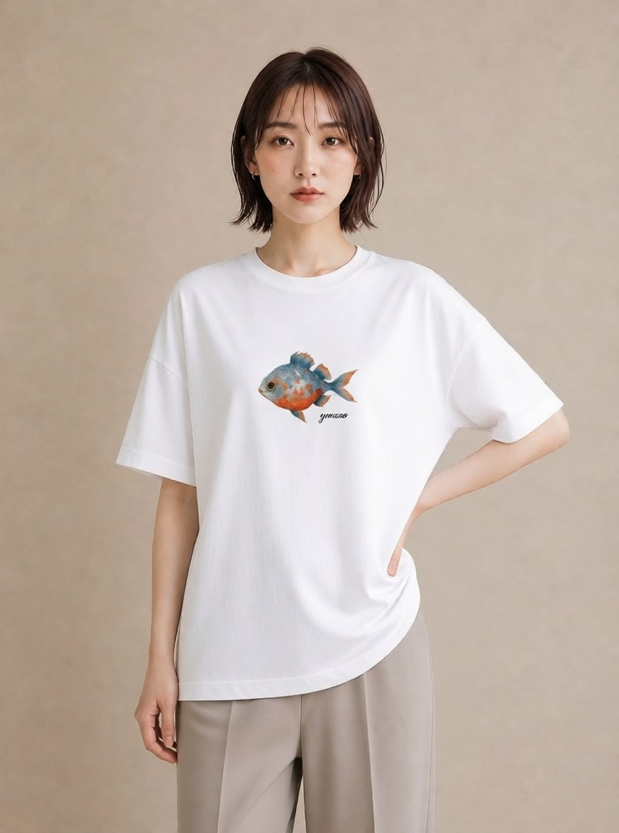 Tシャツ レディース カクレクマノミ 海の生き物 海 イラスト 韓国風 母娘コーデ 自分用 白T