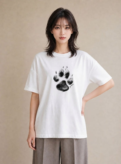 半袖Tシャツ レディース 猫の手 猫 ねこ イラスト 旅行コーデ 姉妹 送別ギフト 白T