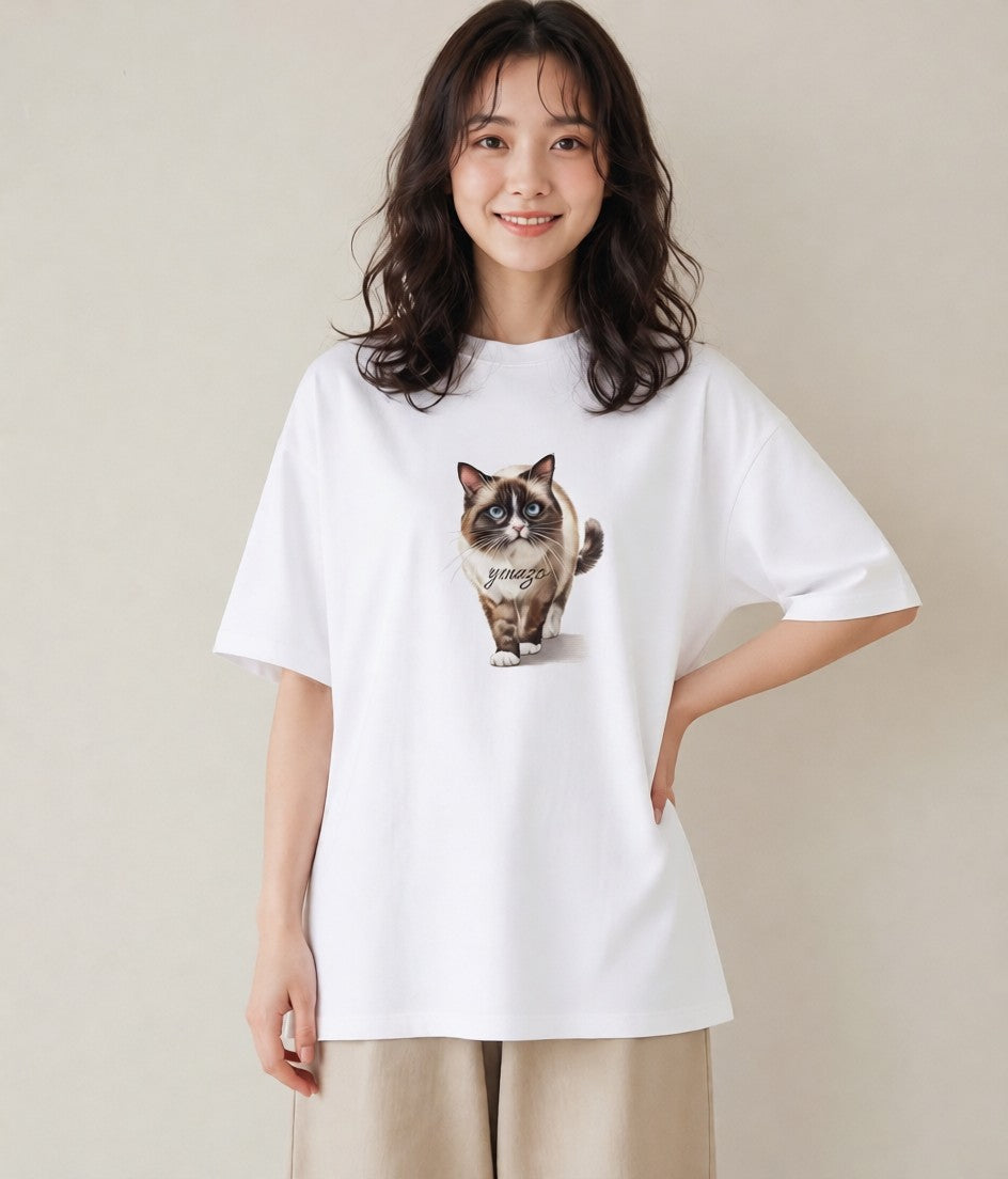 デザインTシャツ レディース 愛猫 猫 ねこ イラスト モード デート 帰省 白T