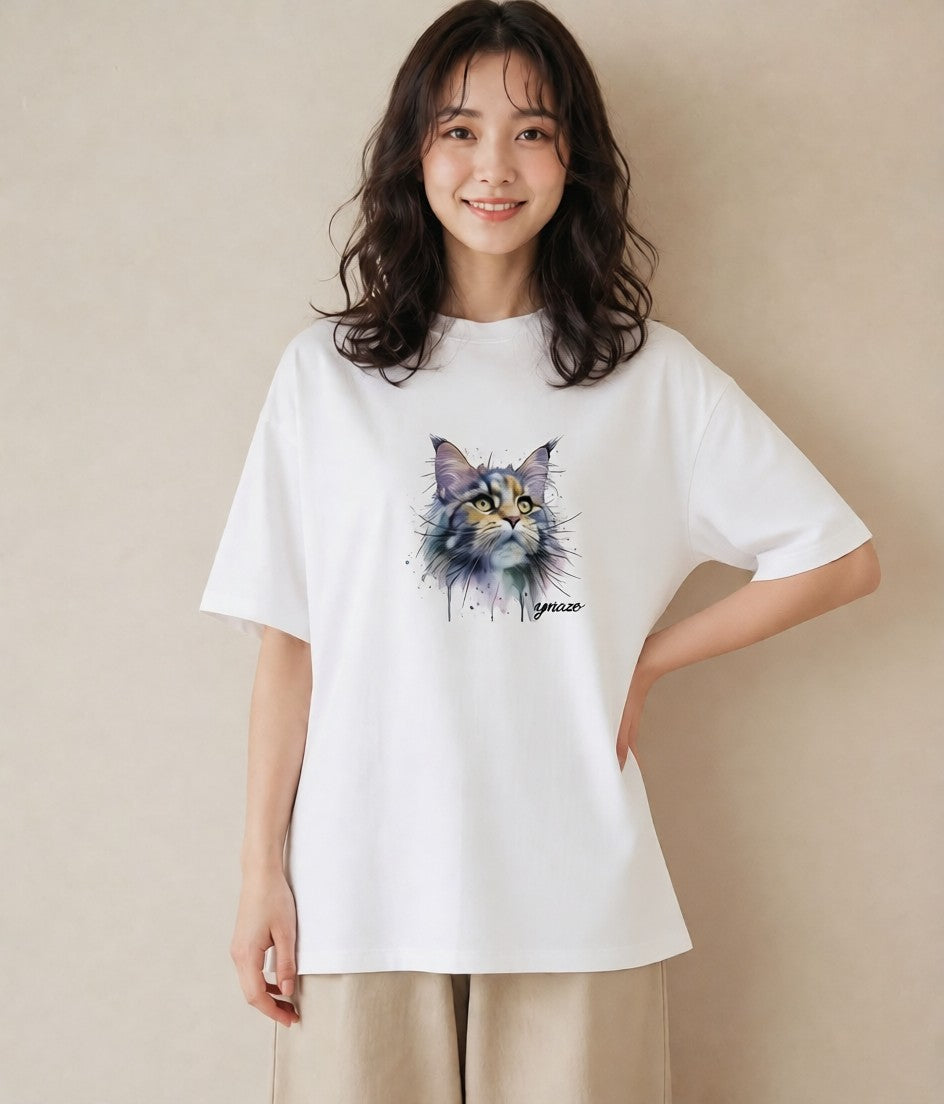 半袖Tシャツ レディース 猫の手 猫 ねこ イラスト シンプル お出かけ 普段着 白T