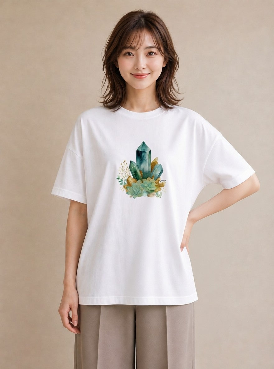 デザインTシャツ レディース 多肉植物 植物 ボタニカル イラスト お出かけ 普段着 白T