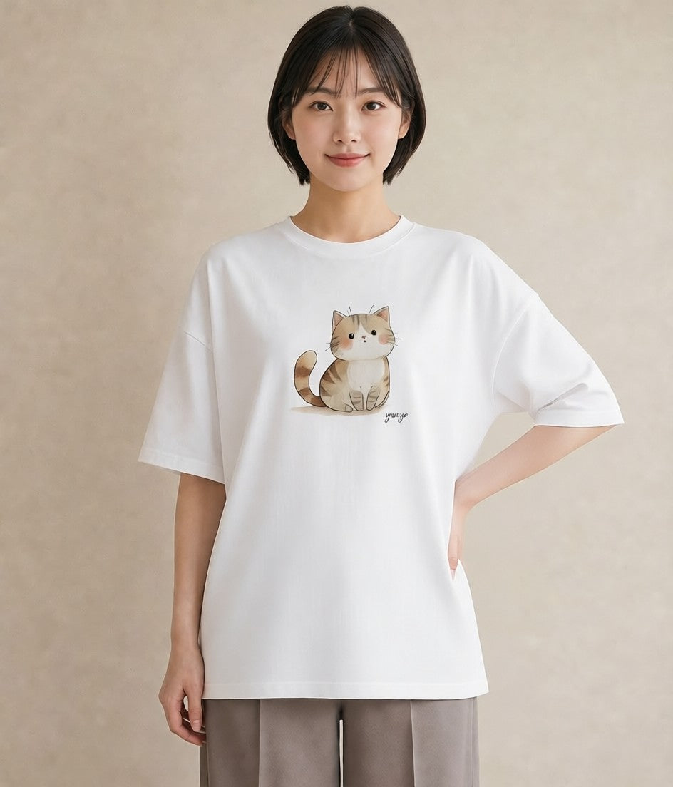 Tシャツ レディース マンチカン 猫 ねこ イラスト お洒落 ホワイトデー 春服 白T
