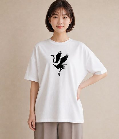 Tシャツ レディース 折り鶴 折り紙 ナチュラル アンティーク イラスト ニュアンス 休日 ペアコーデ 白T