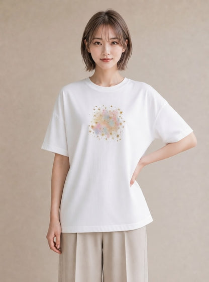 プリントTシャツ レディース 牡羊座 星空 宇宙 イラスト ニュアンス 母娘コーデ 自分用 白T