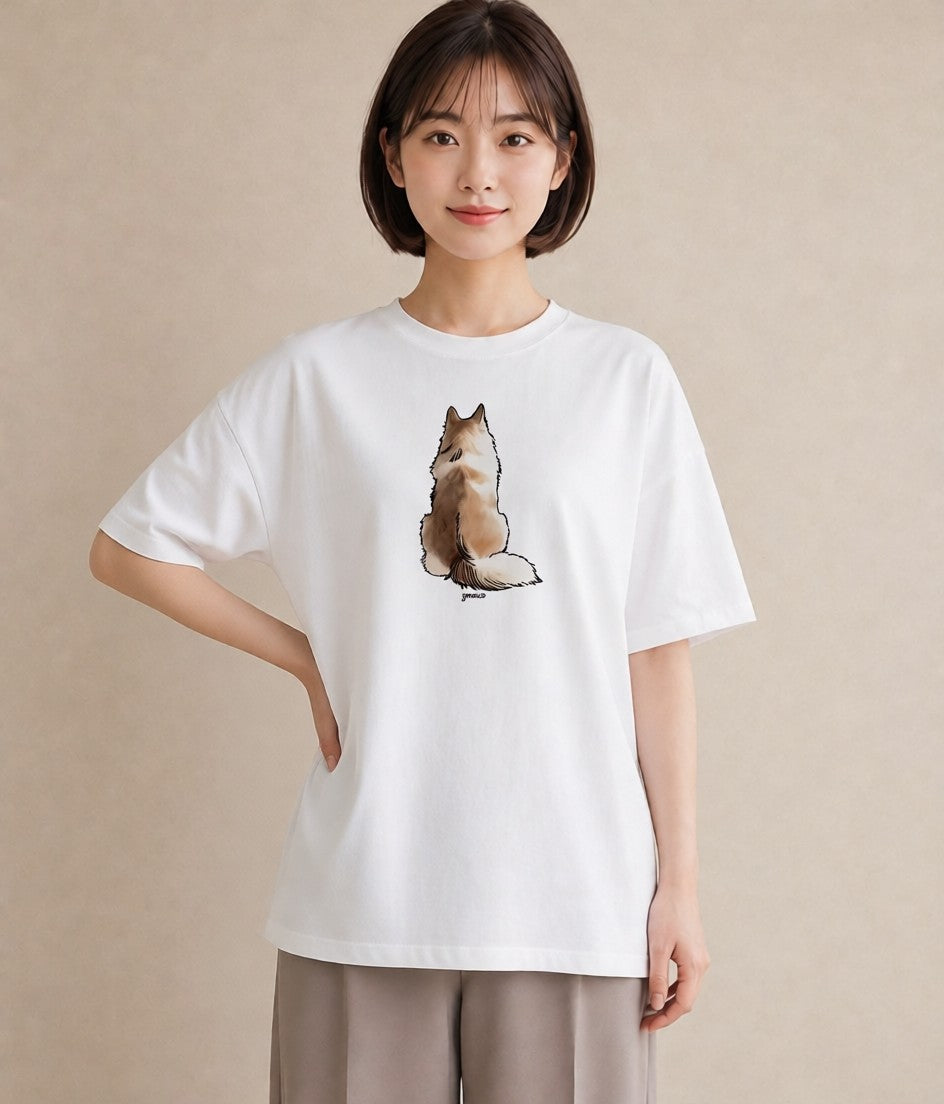 グラフィックTシャツ レディース 猫 ねこ イラスト ヴィンテージ風 休日 ペアコーデ 白T