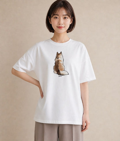 グラフィックTシャツ レディース 猫 ねこ イラスト ヴィンテージ風 休日 ペアコーデ 白T