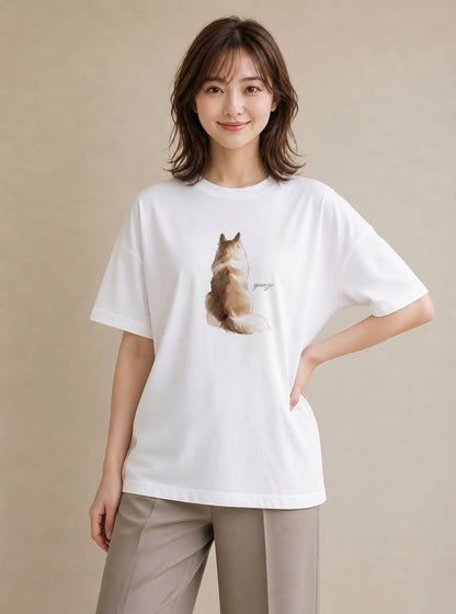 グラフィックTシャツ レディース 保護犬 犬 いぬ イラスト ラフ カジュアルコーデ 買い物 白T