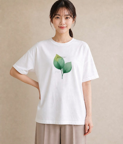 Tシャツ レディース モンステラ 植物 ボタニカル イラスト 淡色 綿100 デート 白T