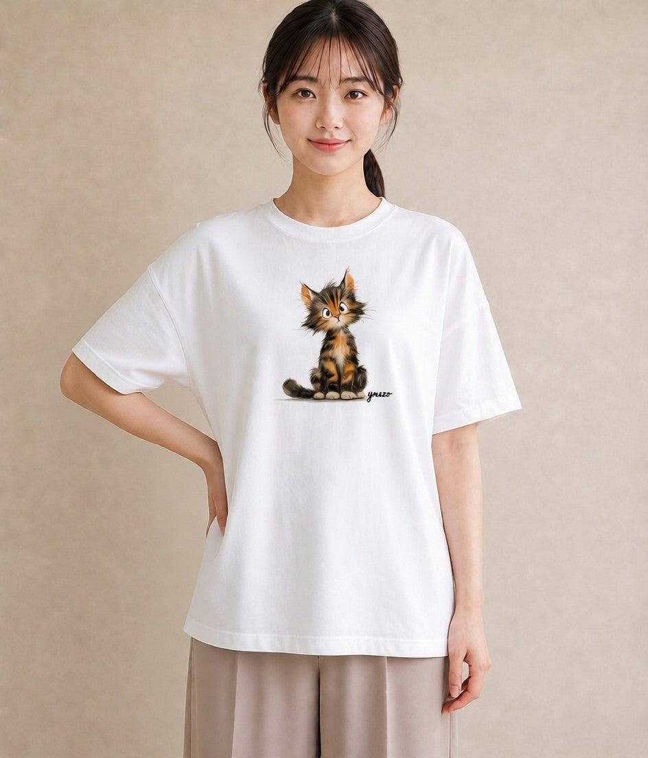 プリントTシャツ レディース 猫の手 猫 ねこ イラスト きれいめ カジュアルコーデ 買い物 白T