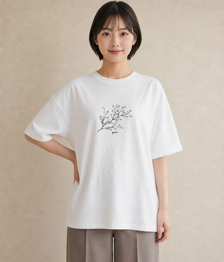 Tシャツ レディース さくら 桜 桜の枝 イラスト 韓国風 夏コーデ 通学 白T