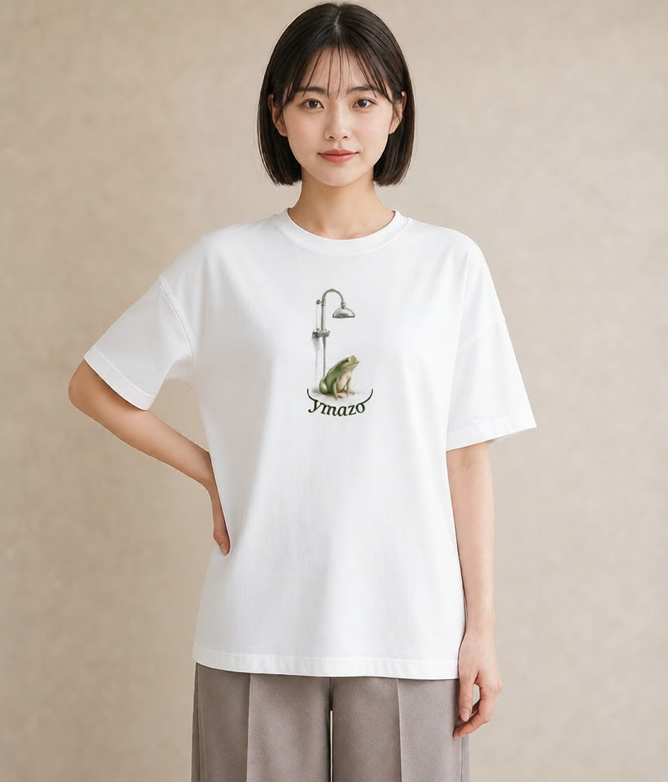 デザインTシャツ レディース アマガエル ペット 動物 イラスト シンプル お出かけ 普段着 白T