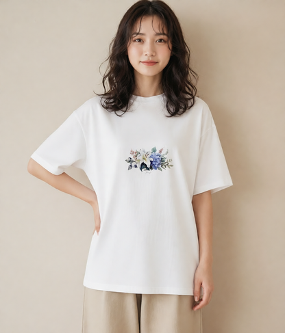 プリントTシャツ レディース ゆり 百合 花 花柄 イラスト 普段使い レイヤード 友達ギフト 白T