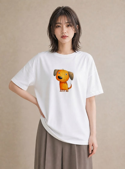 Tシャツ レディース わんちゃん 犬 いぬ イラスト ガーリー 親子 20代 白T