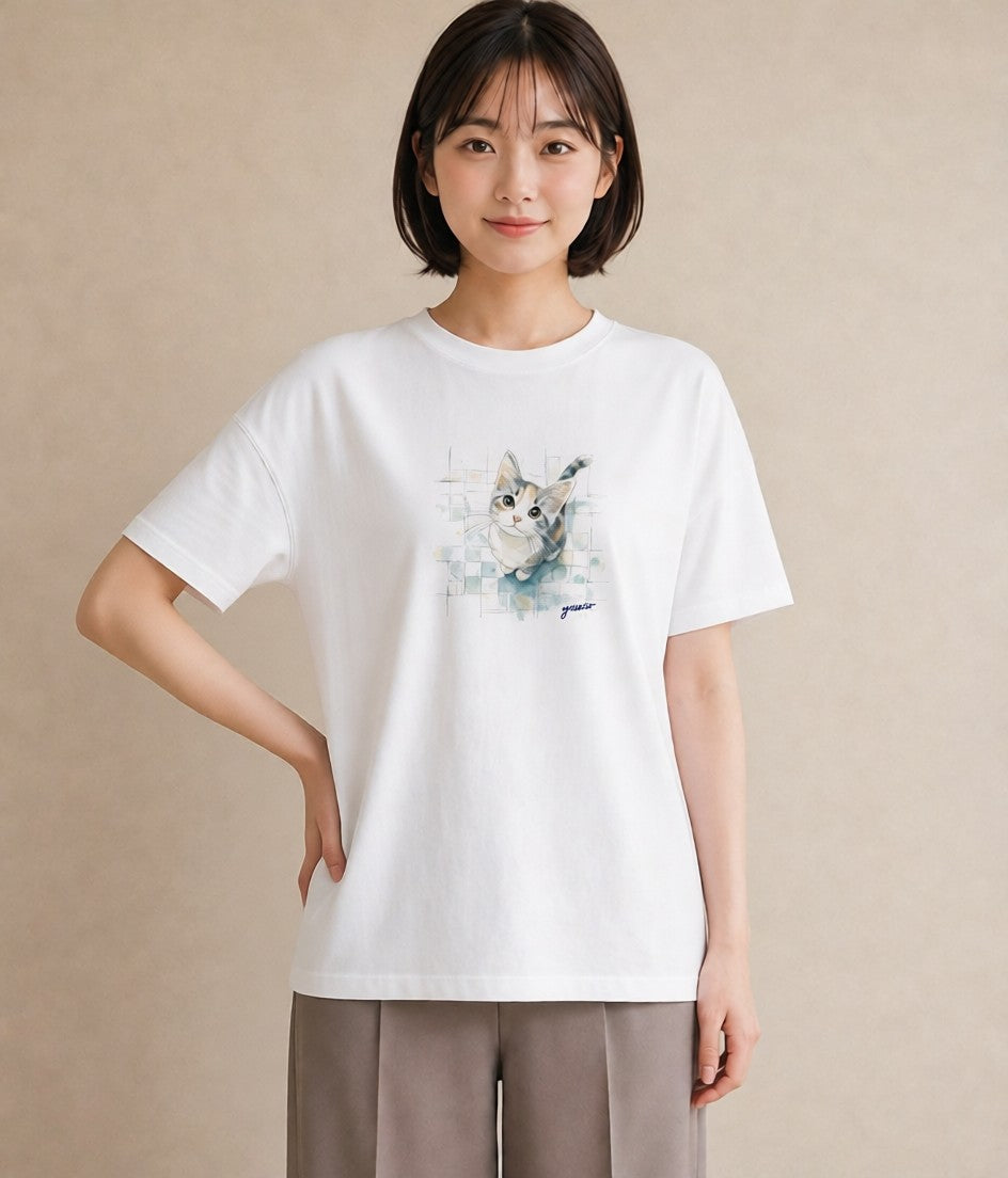 半袖Tシャツ レディース ラグドール 猫 ねこ イラスト ポップ 旅行 母娘コーデ 白T