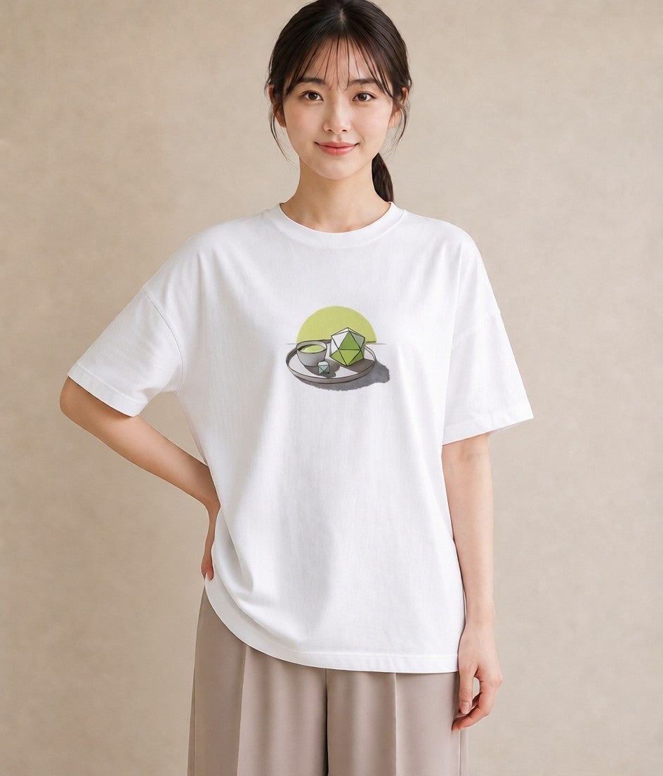 プリントTシャツ レディース 抹茶 食べ物 フード イラスト 北欧風 ビーチ デイリーウェア 白T