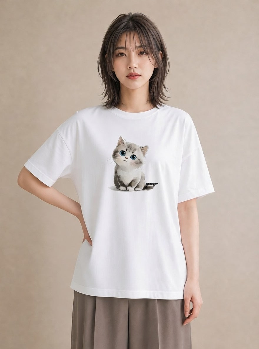 Tシャツ レディース 白猫 猫 ねこ イラスト お揃い 親子 白T