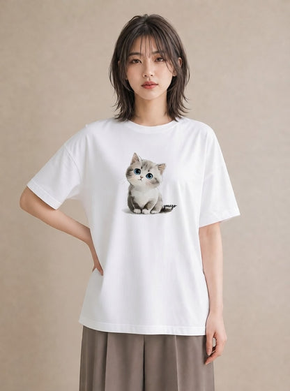 Tシャツ レディース 白猫 猫 ねこ イラスト お揃い 親子 白T