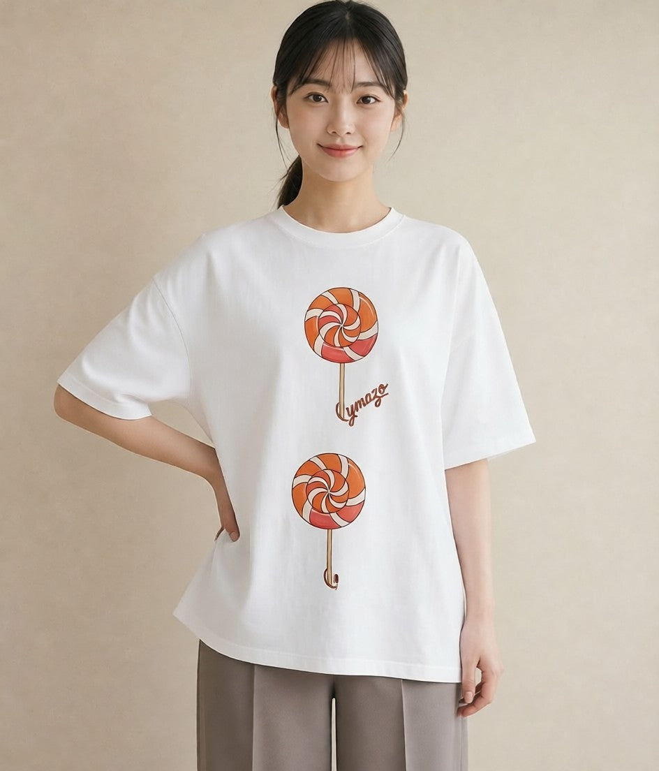 デザインTシャツ レディース だんご 食べ物 フード イラスト ガーリー 在宅 公園 白T